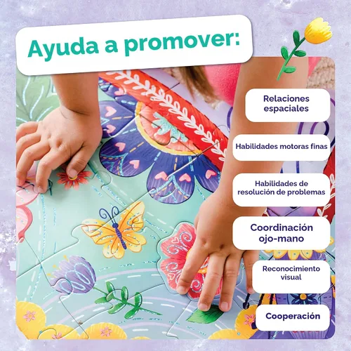 Vista 3 de Peaceable Kingdom Rompecabezas de piso de mariposa jumbo de 53 piezas, rompecabezas grande de regalo para niños pequeños y niños a partir de 5 años