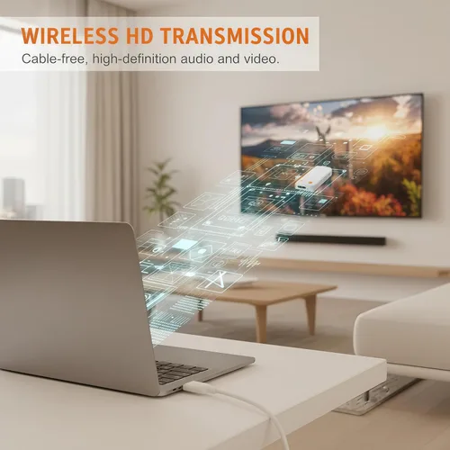 Vista 4 de Receptor transmisor HDMI inalámbrico, salida Plug & Play 1080P, extensor HDMI inalámbrico, 5G+2.4G y audio para teléfono/tableta/computadora