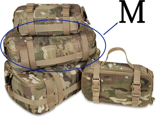 Vista 9 de Juego de 4 cubos de embalaje tácticos, bolsa de almacenamiento de malla compresible, organizador portátil Edc Molle.