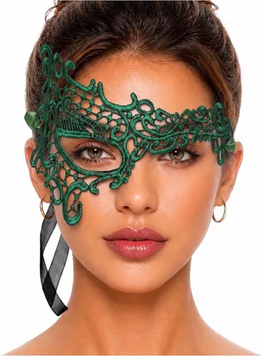 Vista 71 de Masquerade Mask For Women Lace Masquerade Mask for Masquerade Party, Proms, Venetian Party, Mardi Gras, Halloween & Cosplay Ana Bg Pluma de Pavo Real