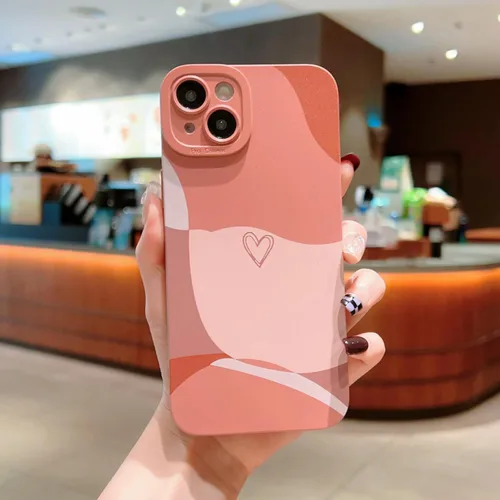 Vista 2 de Funda para teléfono compatible con iPhone 15 Plus de 6.7 pulgadas, bonito patrón de corazón pintado con diseño de corazón, protector completo
