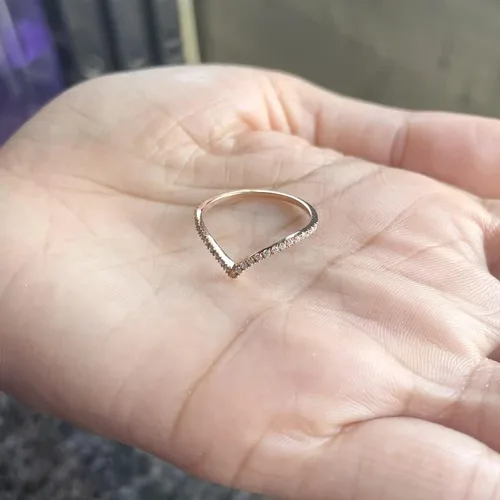 Vista 8 de Anillo de boda de diamante para mujer, anillo de boda de diamante en forma de V con acabado de oro de 14 quilates, anillo de diamante apilable