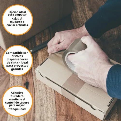 Vista 5 de GTSE Cinta de embalaje marrón, 1.88 pulgadas x 72 yardas, 6 rollos, resistente