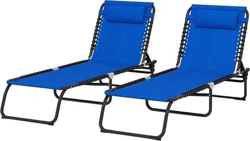 Vista 13 de Purple Folding Chaise Lounge Chairs (2-Pack): 4-Step Recline, Mesh Seat, Powder-Coated Steel, Portable Pool & Beach Use