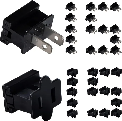 Vista 12 de SPT-1 Vampire Plugs 20 piezas Negro – Enchufe deslizante hembra y macho, enchufe eléctrico de repuesto para luces de decoración de Navidad