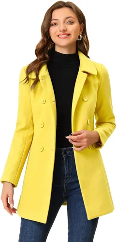 Vista 16 de Allegra K Abrigo Largo De Invierno Con Cuello Peter Pan Y Doble Botonadura Para Mujer Beige