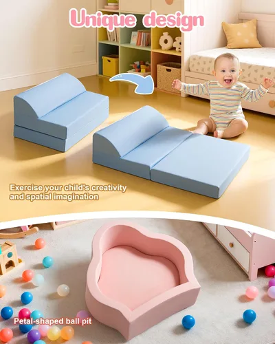 Vista 3 de Markdang - Juego de juegos suaves, bloques de escalada de espuma para bebés con parte inferior de partículas antideslizantes para niños de 6 a 24