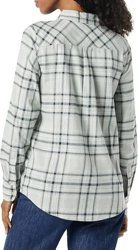 Vista 3 de Tienda Essentials - Camisa de franela ligera para mujer, de manga larga, con ajuste regular y a cuadros