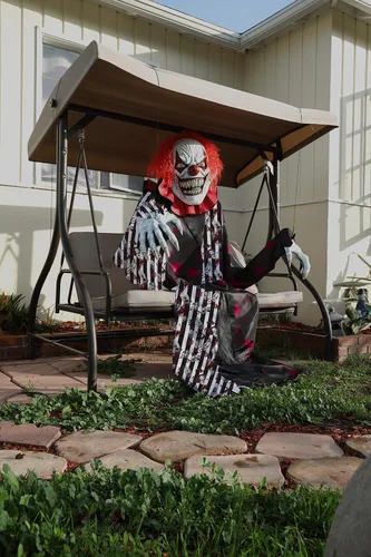 Vista 5 de California Costumes, Towering Terror Clown, talla única para hombre, negroblancorojo