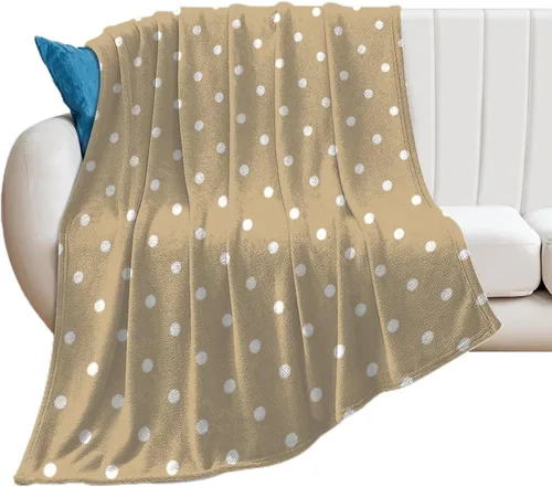 Vista 10 de Manta de felpa de lunares blanco aguamarina, suave y acogedora, manta de franela para todas las estaciones, para sofá, cama, 40 x 50 pulgadas