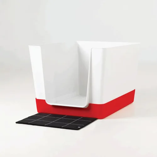 Vista 19 de DoggyBathroom - Orinal para perros de interior con paredes altas y entrada baja para perros pequeños, soporte vertical, protector contra Negro