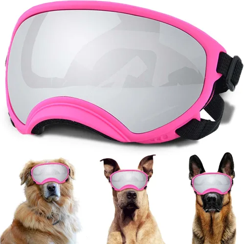 Vista 16 de Gafas de sol para perros medianos con correa ajustable, protección UV, gafas de sol para cachorros a prueba de viento, adecuadas para mascotas
