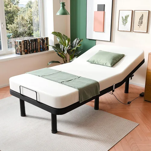 Vista 2 de SunsGrove Marco de cama ajustable individual XL, control remoto con cable, inclinación independiente de cabeza y pie, base de marco de cama