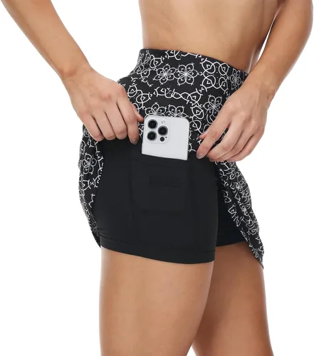 Vista 3 de MELOO Falda deportiva de tenis para mujer, cintura alta, falda pantalón de golf para verano, para correr, casual, entrenamiento, 4 bolsillos