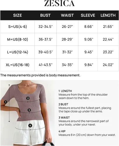 Vista 6 de ZESICA Women's 2024 Short Sleeve Square Neck T Shirts Slim Fitted Summer Ribbed Knit Basic Casual Tee Tops