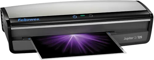 Vista 4 de Fellowes Jupiter 2 125 Laminador con 10 bolsas, 12.5 pulgadas (5734101), hojas de limpieza de laminador negro y gris y Fellowes 10, paquete de 10