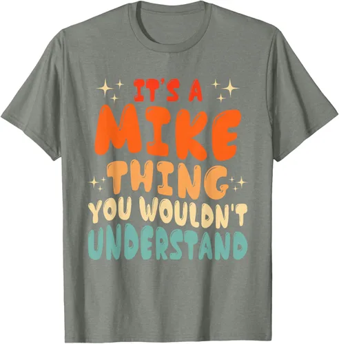 Vista 31 de Camiseta retro de los años 80 con texto en inglés "It's A Mike Thing You Wouldn't Understand", Negro