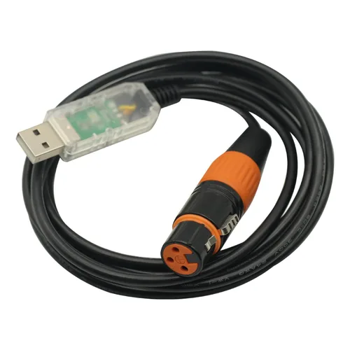 Vista 6 de Adaptador de interfaz USB a DMX Cable de luz de escenario PC DMX512 controlador regulador FT232 RS485 DMX USB Cable de conversión de señal