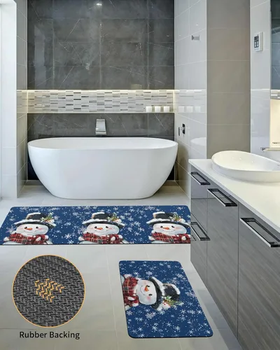 Vista 5 de Tapete de baño de Navidad para bañera, antideslizante, de secado rápido y absorbente, tierra de diatomeas, fregadero de cocina, lavable, tapete