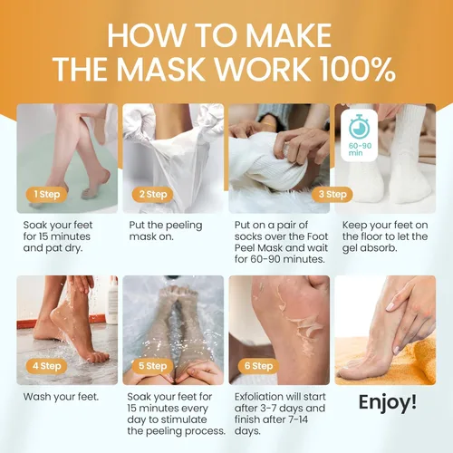 Vista 5 de SUNATORIA Máscara exfoliante para pies (paquete de 2) – Mascarilla exfoliante para pies secos agrietados y callos – Mascarilla de piel suave al Aloe