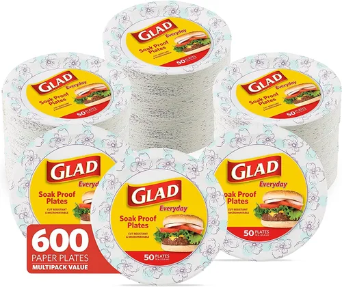 Vista 8 de Glad - Platos de papel desechables cuadrados para todas las ocasiones