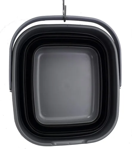 Vista 5 de SAMMART Cesta rectangular plegable de 10 litros (2.6 galones) (gris/negro (juego de 2))