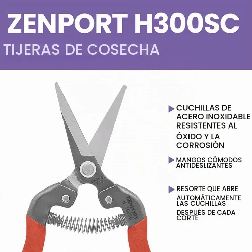 Vista 4 de Zenport Cizalla de cosecha H300SC, hoja curvada larga del acero inoxidable