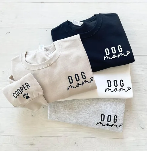 Vista 3 de Up2ournecksinfabric, Custom Dog Mom Sweatshirt - Women's Paw Sweatshirt Gift for Dog Lover Grey