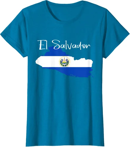 Vista 81 de Camiseta con la bandera de El Salvador, mapa de El Salvador, camiseta de Salvador para mujer