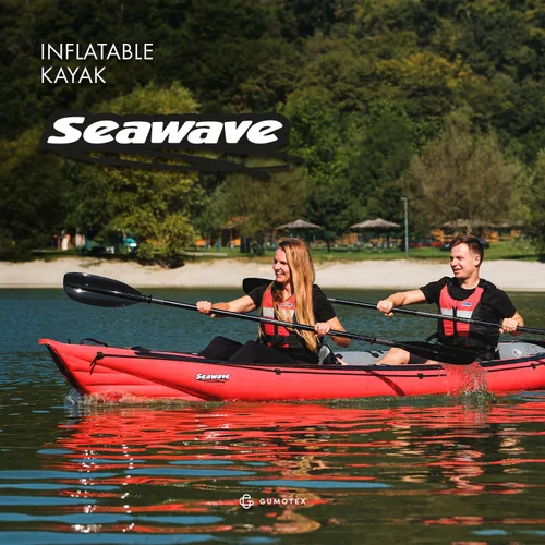 Vista 9 de GUMOTEX Kayak inflable SEAWAVE: ligero, maniobrable y robusto para aventuras de dos personas en ríos, lagos y ensenadas costeras, ideal para paseos