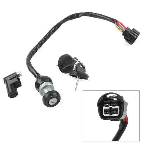 Vista 6 de Interruptor de encendido para motocicleta de 4 cables con 2 llaves compatible con linhai T-boss 550 48295 ATV UTV