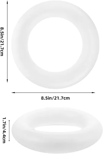 Vista 2 de Luxshiny Corona de espuma de Navidad de 8.5 pulgadas, anillo redondo de espuma de poliestireno blanco, anillo circular sin terminar para pintura