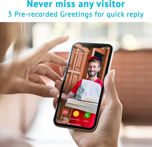 Vista 8 de LaView Timbre de puerta inalámbrico, 2K 3MP HD WiFi Timbre de video con timbre, cámara de seguridad de puerta resistente a la intemperie, visión