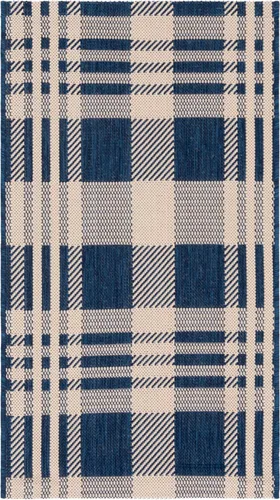 Vista 20 de SAFAVIEH Alfombra Lavable para Exteriores Colección Courtyard - 2'3" x 4', Beige y Azul, Patrón a Cuadros, No Desprende Pelusa y Fácil Limpieza