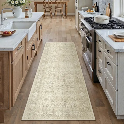Vista 5 de PureCozy Alfombra de corredor beige de 2 x 6 pulgadas, vintage tradicional Acento Beige