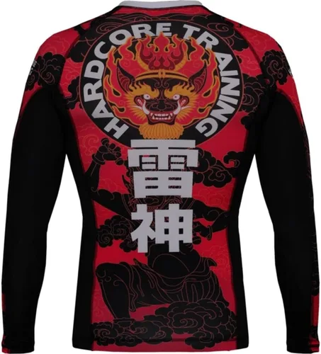 Vista 2 de Hardcore Training Camiseta de compresión para hombre, manga larga, Jiu Jitsu, MMA No-Gi, BJJ apretada, capa base de combate
