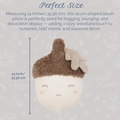 Vista 3 de MON AMI Nutty Acorn - Almohada de felpa de 14 pulgadas para niños y niñas, felpa suave de bellota de bosque, acento decorativo acogedor, regalo