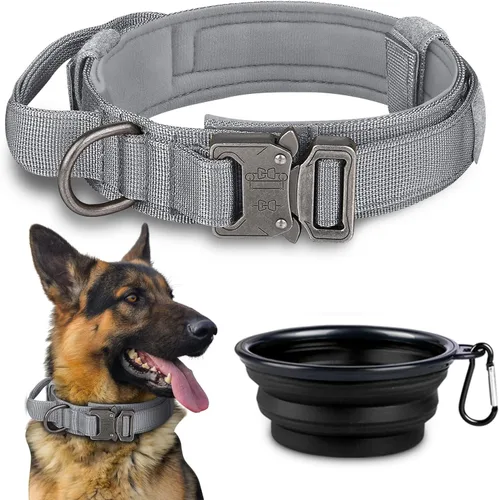 Vista 8 de COOYOO Juego de 3 collares tácticos para perros, collar ajustable de nailon para entrenamiento militar con mango de control y hebilla de metal