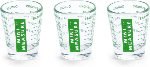 Vista 22 de Kolder Mini Medidor de Vidrio Pesado, 20 Medidas Incrementales Multiusos para Líquidos y Secos Vaso Medidor de Chupito, Verde, Juego de 2
