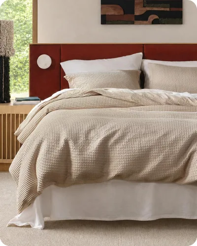 Vista 11 de Bedsure Funda de edredón de 100% algodón tamaño individual, tejido gofre, color blanco coco, GentleSoft y transpirable, juego de cama para regalo, 2