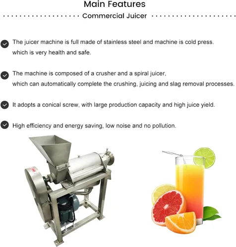 Vista 3 de 220V 3PH Commerical Frutas y Vegetales Juicer 0.5T/H Extractor de jugo de fruta de acero inoxidable Máquina Extractor Industrial Automático Espiral