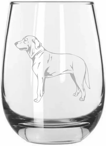 Vista 338 de Shar Pei (chino) - Vaso de vino sin tallo grabado para perro, 15.25 onzas