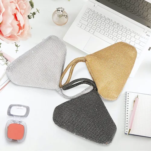 Vista 6 de Bolso de noche para mujer - Tamaño más grande mejorado, clutch de muñeca con diamantes de imitación completos brillantes para fiesta, boda, cita