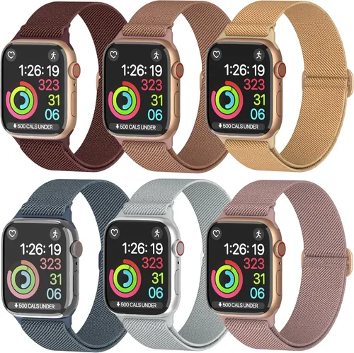 Vista 10 de Correas de nailon para Apple Watch unisex – iWatch 1/2/3/4/5/6/7/8/9/SE/Ultra 2 correas para 1.496 in/1.575 in/1.614 in/1.654 in/1.732 in/1.772