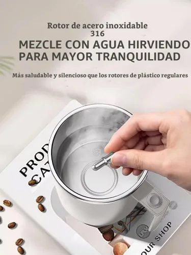 Vista 2 de Taza autoagitante, taza de café autoagitante, adecuada para café, leche, cacao y otras bebidas (Blanco)