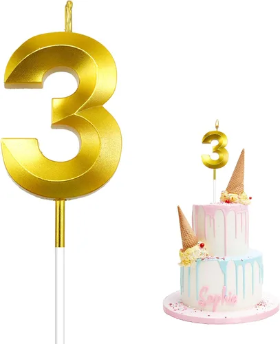 Vista 11 de Velas de cumpleaños para pasteles, velas de cumpleaños número 1 doradas, velas de números de feliz cumpleaños, velas de números para decoración