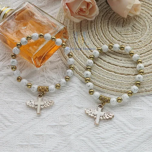 Vista 5 de 12 pulseras de ángel para bautismo, primera comunión, bautizo, boda, ángel