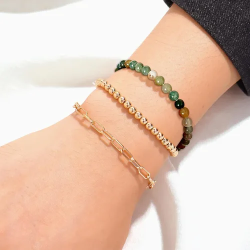 Vista 2 de Long tiantian Pulseras de oro en capas para mujer, estilo bohemio, múltiples, ajustables, abiertas, apilables, diamantes de imitación, hojas