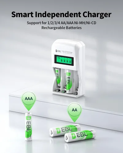 Vista 3 de EBL Cargador de batería LCD Smart Individual 907 AA AAA Cargador de batería recargable para baterías recargables Ni-MH Ni-CD