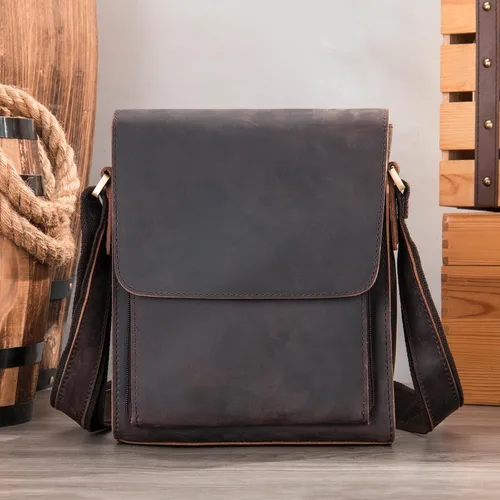 Vista 2 de Cuero auténtico mensajero Bolsas hombro hombro Crossbody bolso trabajo negocio vintage capacidad